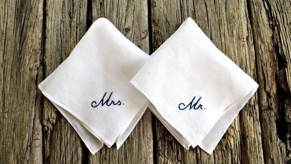 Fazzoletto da matrimonio Happy Tears / Fazzoletto di lino personalizzato /  Qualcosa di blu Regalo per la sposa o lo sposo -  Italia